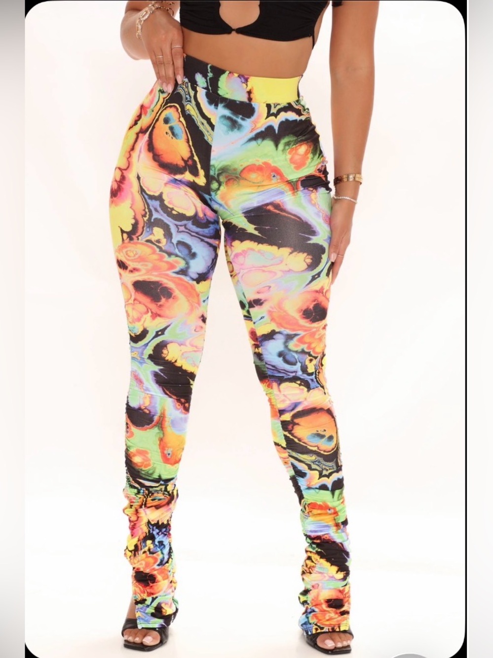 Fashion Nova Neon Marble Print High-Waist leggings